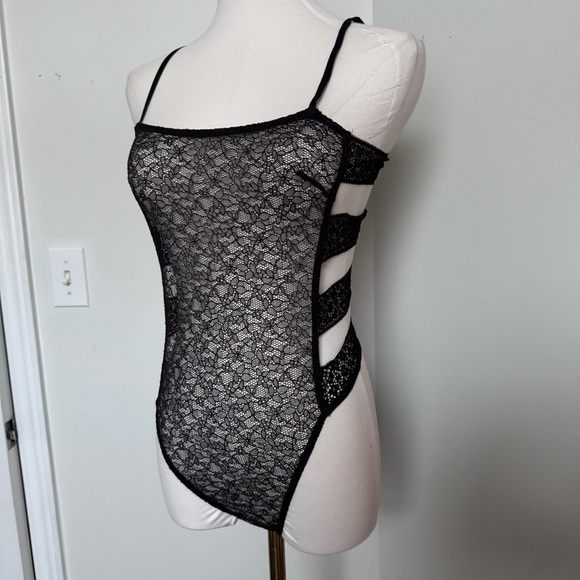 Victoria secret Black Lace Strappy Bodysuit S - Picture 3 of 5